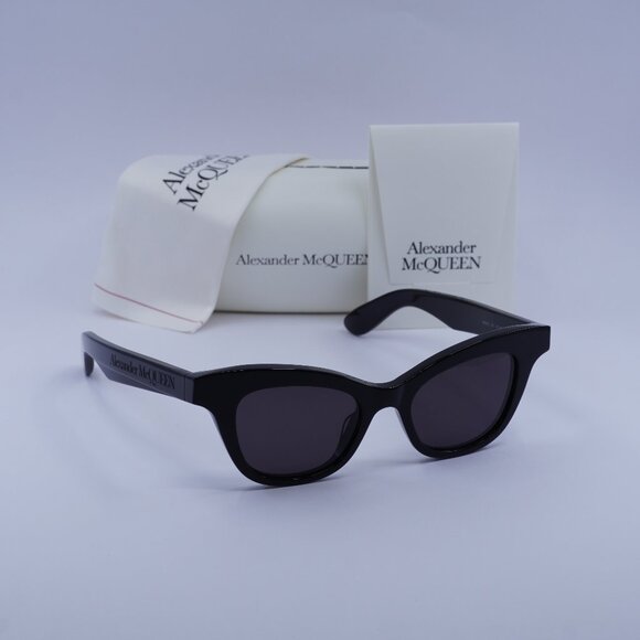 Alexander McQueen AM0381S 001 Cat Eye Sunglasses – Black/Grey - Picture 1 of 10